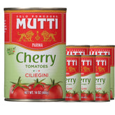 Mutti ciliegini frente del envase mostrando lata y marca, conserva sabor fresco