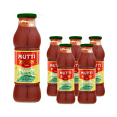 Mutti frasco frontal mostrando passata con basilico y color vibrante