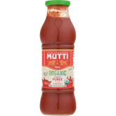 Mutti passata orgánica frasco frontal mostrando color rojo brillante y natural