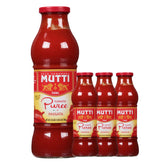 Mutti passata vista frontal botella mostrando etiqueta y pureza