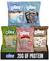 My Cookie Dealer frente del empaque mostrando 5 sabores y conveniencia portátil
