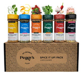 My Secrets Peggy’s Food vista frontal del estuche premium, presenta variedad y regalo