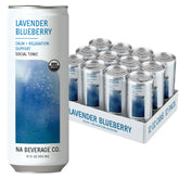 NA Beverage lata frontal mostrando diseño lavanda arándano y beneficios