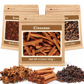 Nahasahr set de especias frontal mostrando canela, anís y clavos, ideal para cocinar