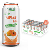 Namai lata de jugo de papaya frontal mostrando etiqueta y sabor natural