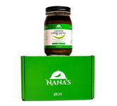 Nanas Kitchen frasco frontal mostrando salsa shito y sello resellable, añade sabor