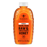 Nate's Honey botella frontal 32 oz con diseño exprimible, fácil vertido