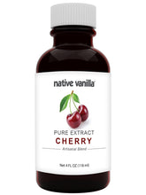 Native Vanilla frasco frontal de extracto de cereza, visual claro y práctico