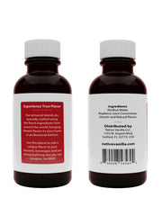 Native Vanilla etiqueta del extracto de frambuesa mostrando información clara y marca