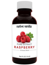 Native Vanilla presentación frontal de extracto de frambuesa 118 ml, apariencia profesional