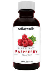 Native Vanilla presentación frontal de extracto de frambuesa 118 ml, apariencia profesional