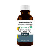 Native Vanilla frente del empaque mostrando botella y etiqueta, identificando producto orgánico