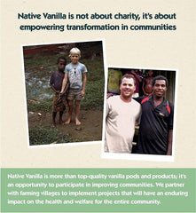 Native Vanilla vaina de vainilla junto a botella, autenticidad y sabor