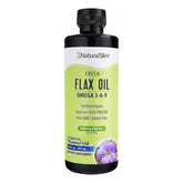 NaturalSlim botella frontal del aceite de lino orgánico beneficios visuales