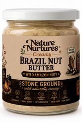 Nature Nurtures frasco frontal mostrando crema dorada y etiqueta clara