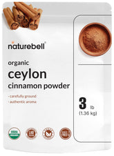NatureBell envase frontal 3 lb mostrando canela Ceilán pura y sin aditivos