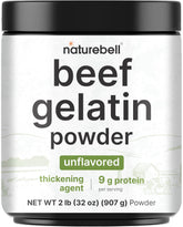NatureBell envase frontal de gelatina de res muestra cantidad y marca