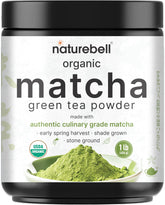 NatureBell envase frontal de matcha orgánico mostrando diseño y marca