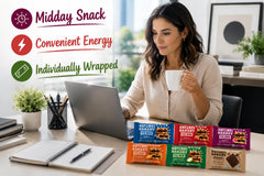 Nature's Bakery surtido extendido sobre mesa, exhibe diversidad de sabores