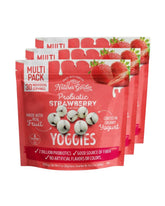 Nature's Garden empaque frontal Yoggies mostrando diseño y beneficios