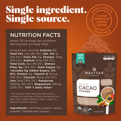 Navitas Organics cacao en batido cremoso mostrando uso saludable