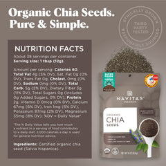 Navitas Organics primer plano de semillas de chía y su textura nutritiva
