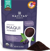 Navitas Organics polvo de maqui frontal mostrando el envase y contenido