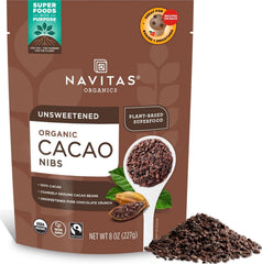 Navitas Organics paquete frontal mostrando 8 oz y beneficios orgánicos