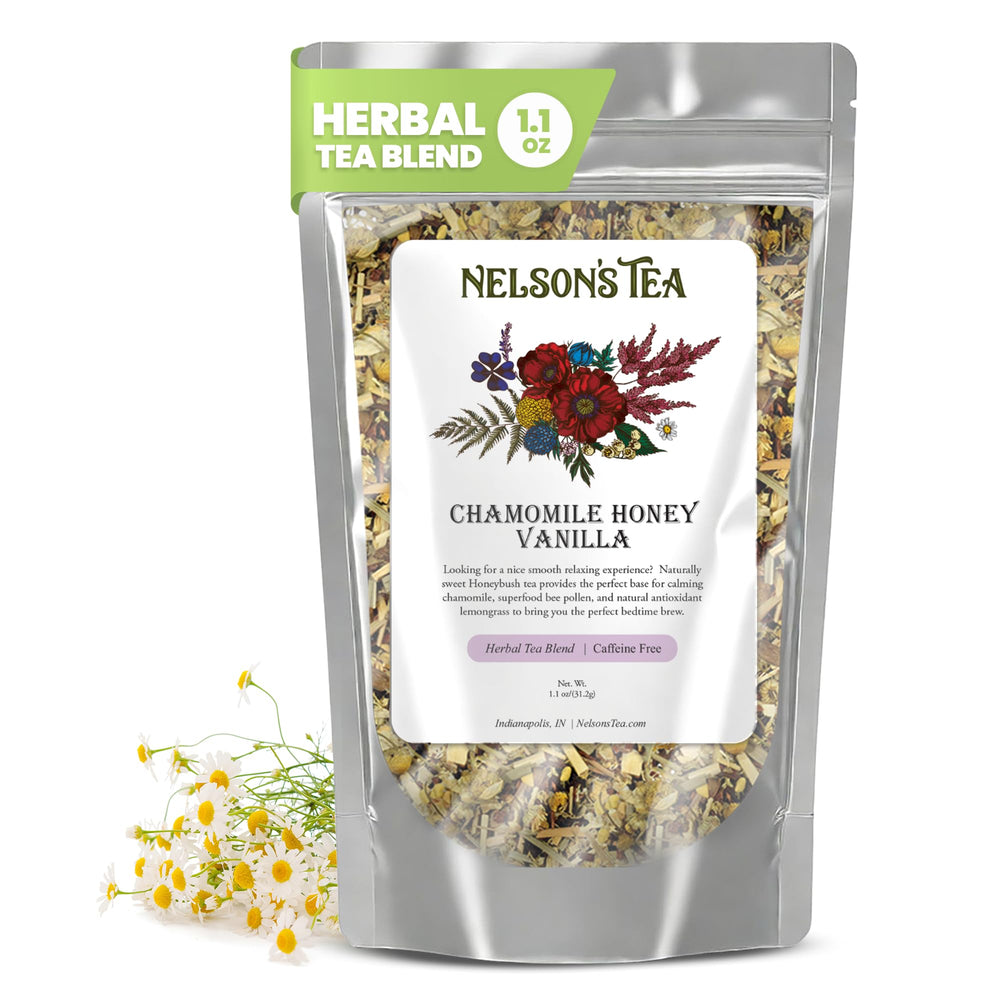 Nelson's Tea paquete frontal mostrando manzanilla, ideal para relajación