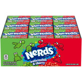 NERDS caja frontal Wonka mostrando diseño dual y fácil apertura