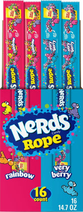 Nerds caja frontal mostrando 16 unidades y ventaja de variedad