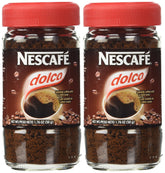 Nescafe Dolca vista frontal del envase mostrando el diseño y la marca, facilita identificación rápida