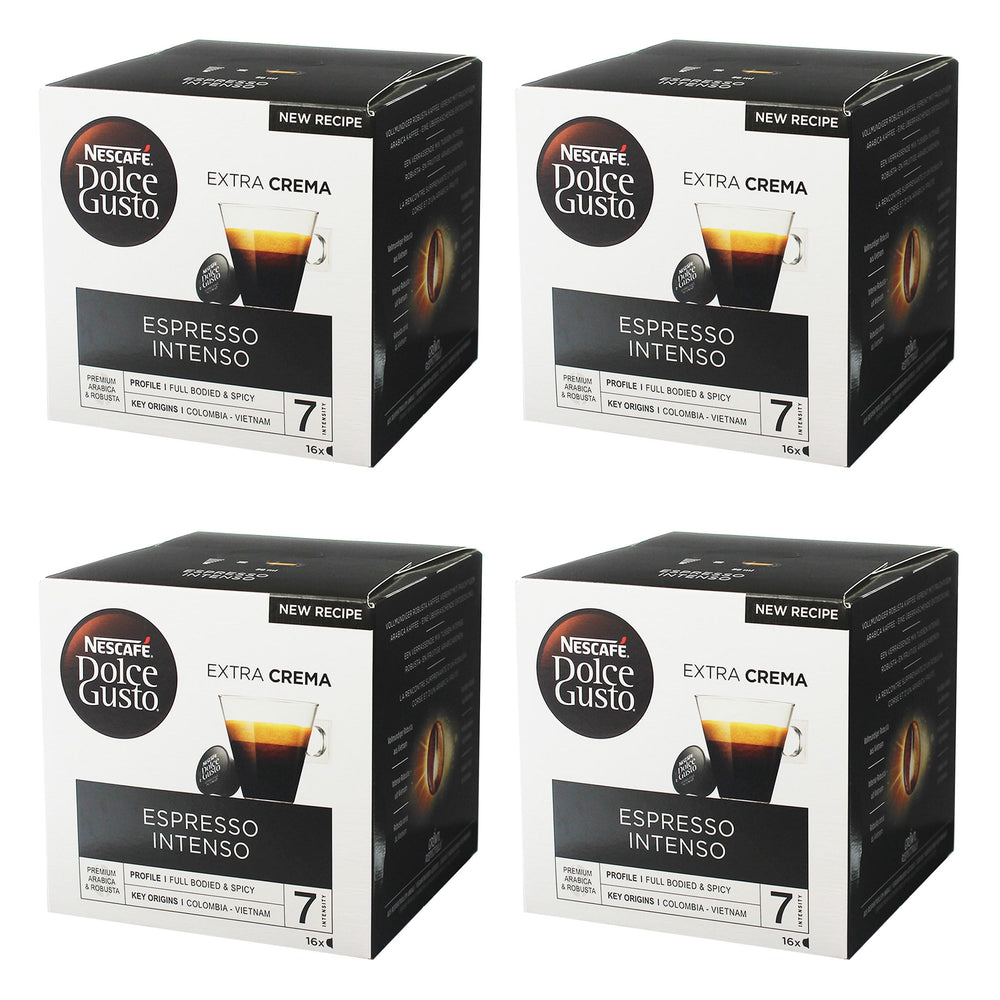 Nescafé Dolce Gusto paquete frontal mostrando 4 envases, ideal para abastecimiento