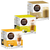 NESCAFÉ DOLCE GUSTO caja frontal mostrando las tres recetas y variedad