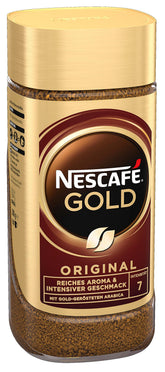 Nescafé Gold tarro frontal mostrando etiqueta clara y beneficios