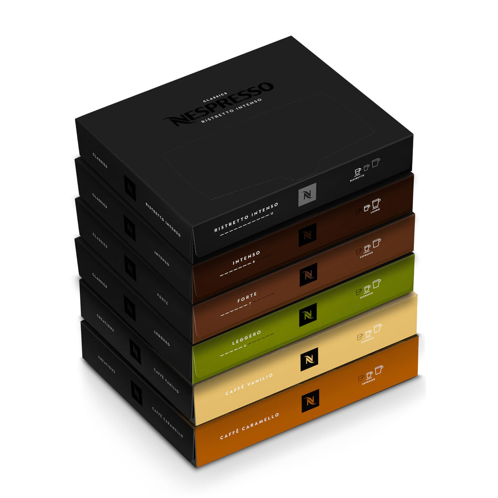 Nespresso packaging frontal mostrando el surtido y fácil identificación