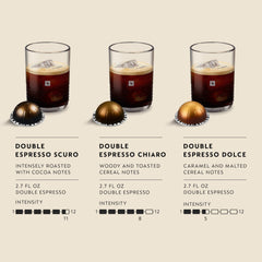 Nespresso cápsula Scuro primer plano, muestra tueste intenso y aroma