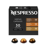 Nespresso caja frontal mostrando las 30 cápsulas y variedad de sabores