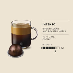 Nespresso Vertuo Intenso vista de la etiqueta y especificaciones del producto
