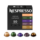 Nespresso paquete Vertuo frontal mostrando las cinco mezclas para explorar sabores