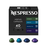 Nespresso Vertuo pack frontal mostrando las cuatro mezclas y beneficio variedad
