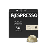 Nespresso empaque frontal mostrando 30 cápsulas y aroma de vainilla