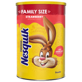 Nesquik frente del envase mostrando tamaño y marca, ideal para familias