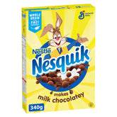 Nesquik frontal del paquete mostrando etiqueta y beneficio sabor auténtico