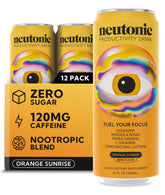 Neutonic lata Orange Sunrise frontal con diseño vibrante y beneficio de energía clara