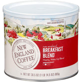 New England Coffee envase frontal mostrando marca y volumen, conveniencia para familia