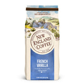 New England Coffee frente del empaque mostrando la marca y el sabor French Vanilla, ideal para identificar producto