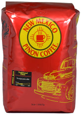 New Mexico Piñon Coffee paquete frente mostrando 5 lb y beneficios de sabor