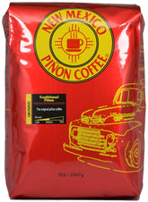 New Mexico Piñon Coffee bolsa frontal mostrando marca y beneficio de aroma natural