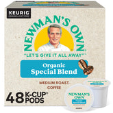 Newman's Own frente del paquete mostrando 48 cápsulas y beneficios